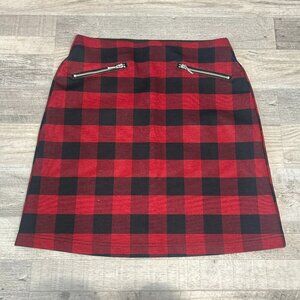 Maurices Red Black Buffalo Plaid Mini Skirt Stretch Knit E17